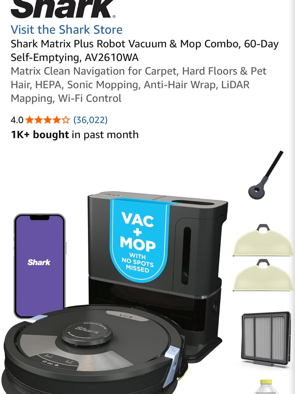 Shark matrix vacuum and mop combo